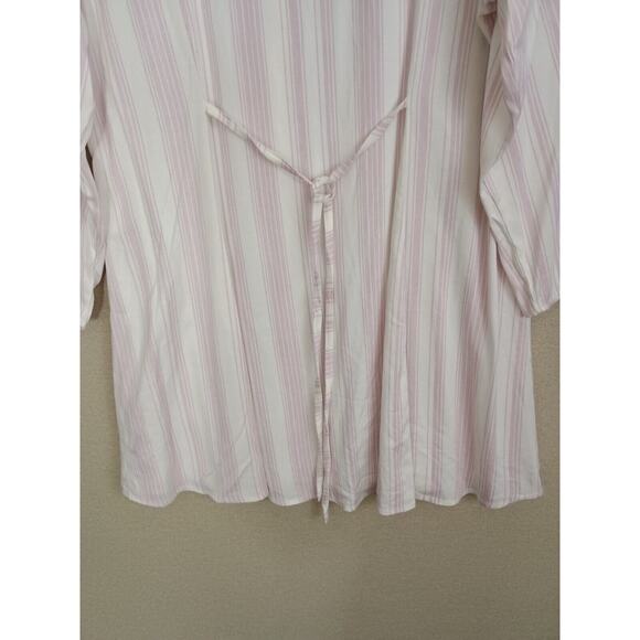Torrid Shirt Women 1 Purple White Striped Lagenlook Stretch 3/4 Sleeve Button Up - Picture 6 of 8
